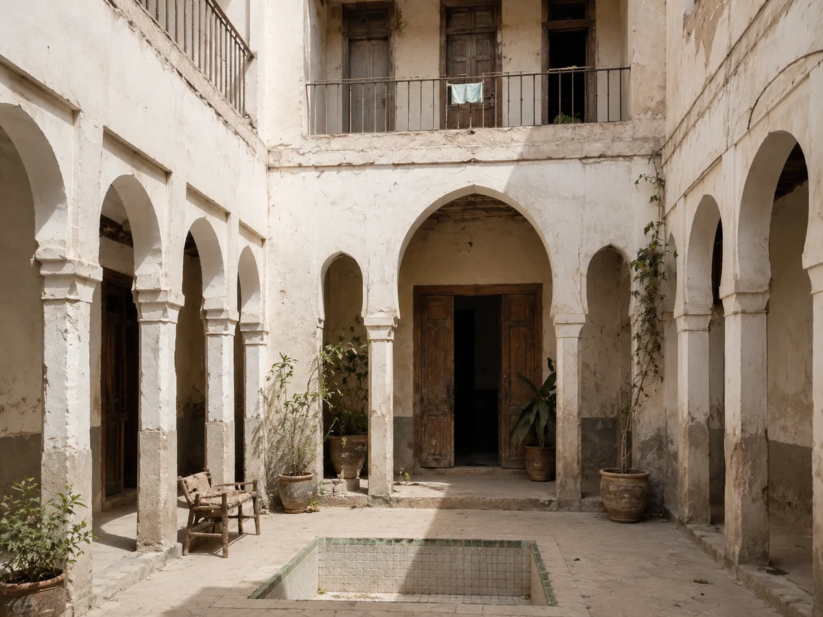 Riad délabré avant rénovation — patio simple — médina Marrakech